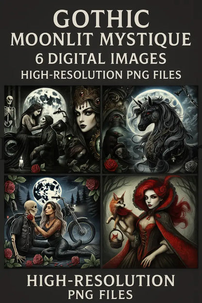 5DDPaints.com Art & Craft Kits Gothic Moonlit Mystique – 6-Image Digital Art Bundle (High-Resolution PNG Files)