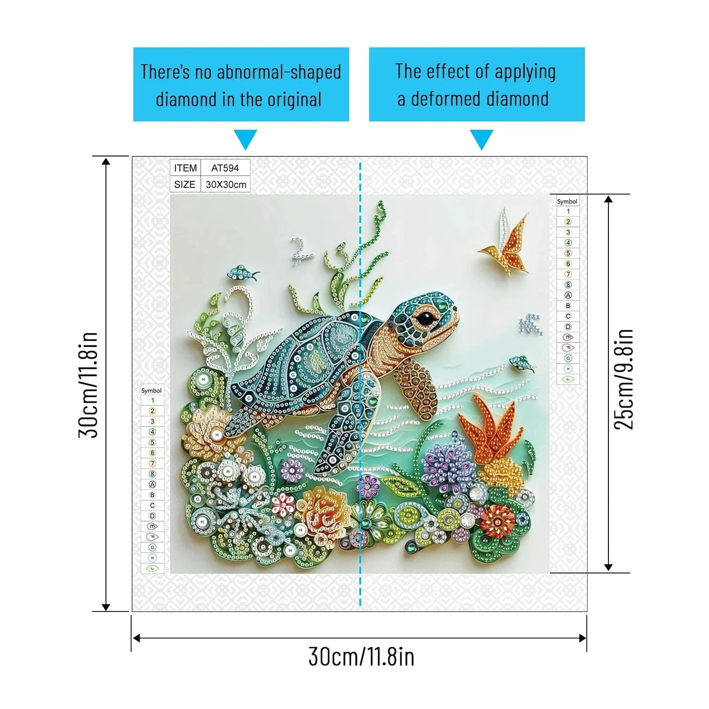 5DDpaints.com arts and crafts kit Graceful Sea Turtle Underwater Diamond Painting Kit - Partial Drill