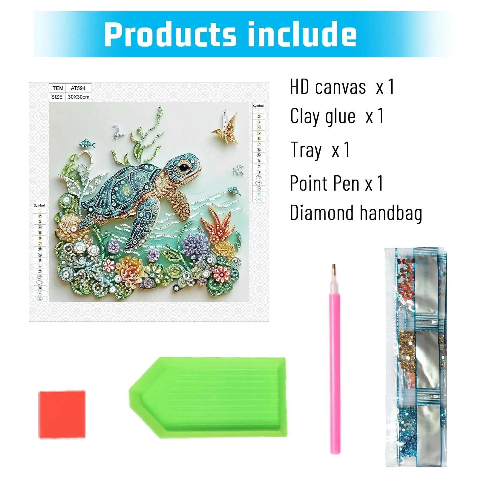 5DDpaints.com arts and crafts kit Graceful Sea Turtle Underwater Diamond Painting Kit - Partial Drill