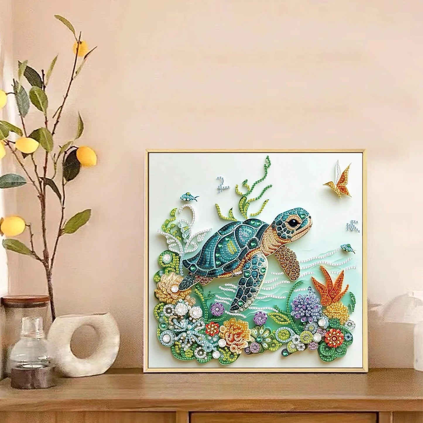 5DDpaints.com arts and crafts kit Graceful Sea Turtle Underwater Diamond Painting Kit - Partial Drill