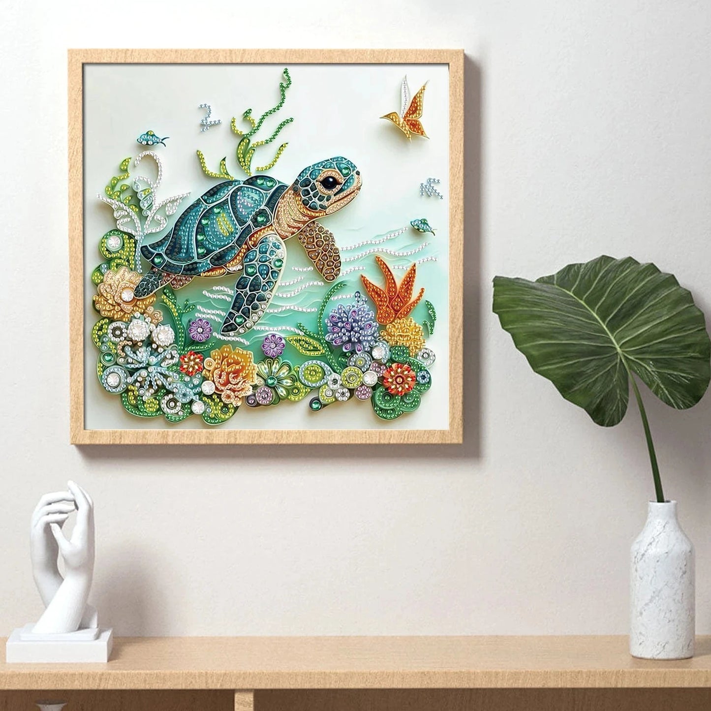 5DDpaints.com arts and crafts kit Graceful Sea Turtle Underwater Diamond Painting Kit - Partial Drill