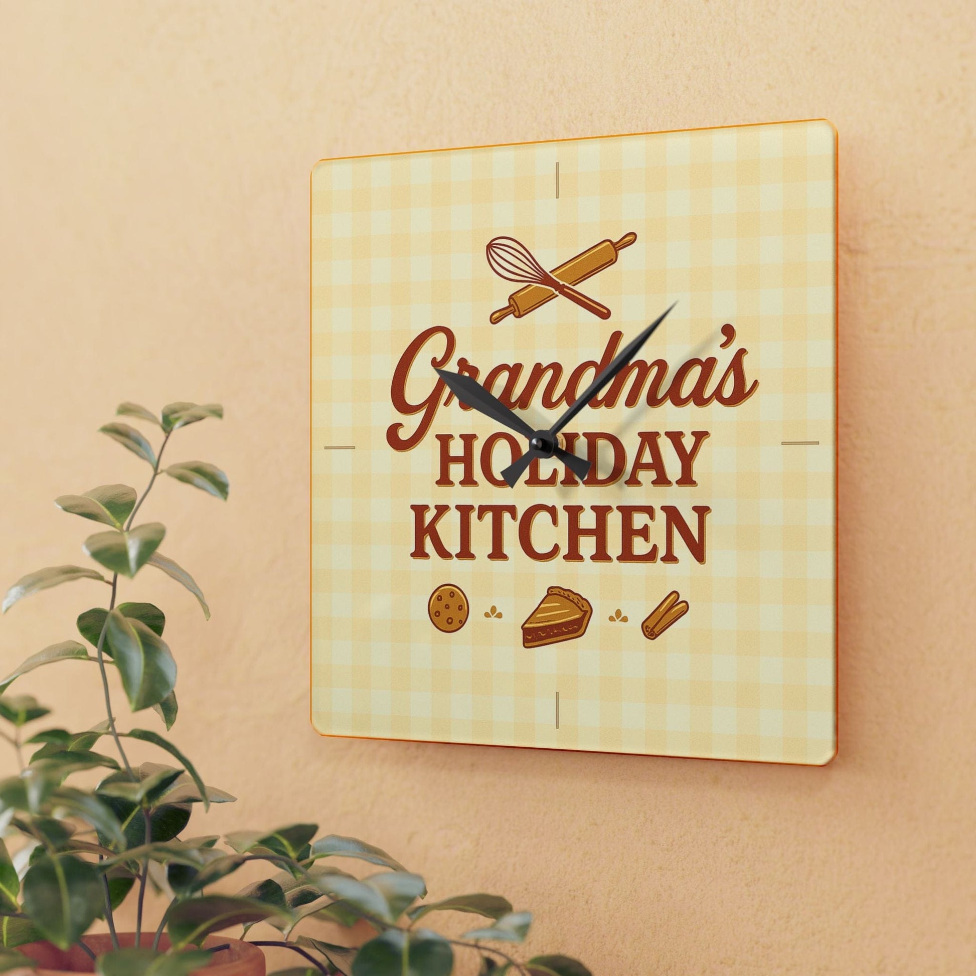 Printify Home Decor 10.75'' × 10.75'' (Square) Grandma's Holiday Kitchen Acrylic Wall Clock