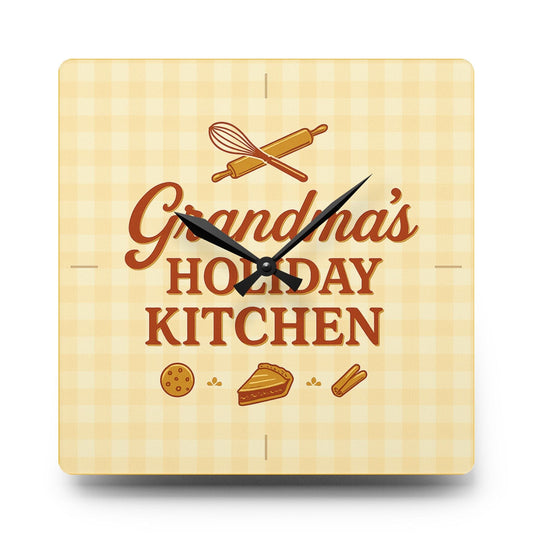 Printify Home Decor 10.75'' × 10.75'' (Square) Grandma's Holiday Kitchen Acrylic Wall Clock
