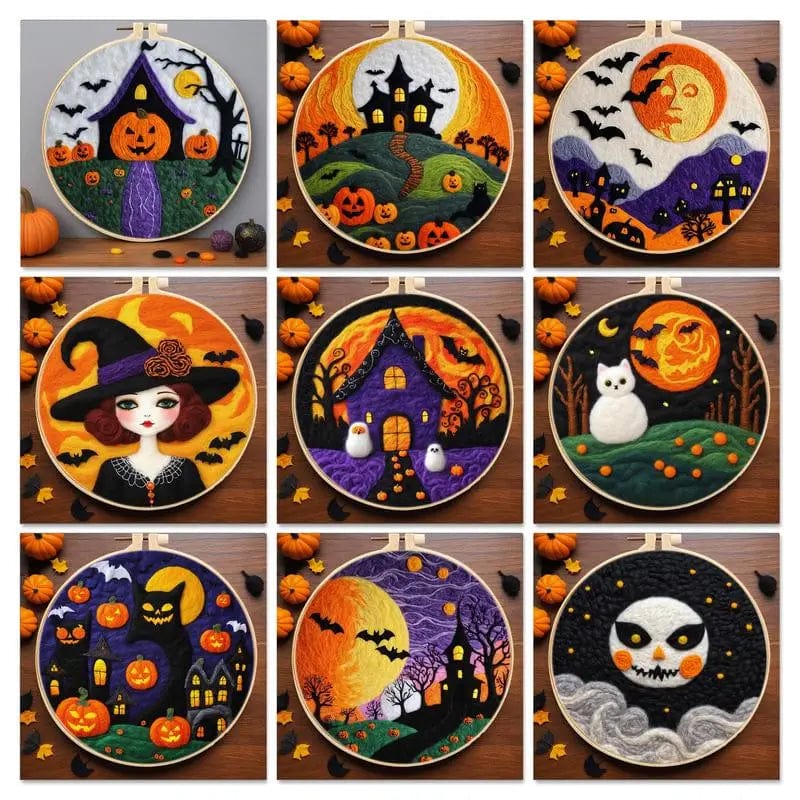 5DDpaints.com arts and crafts kit Halloween Magic Wool Needle Felting Kits – Spooky Scenes Collection