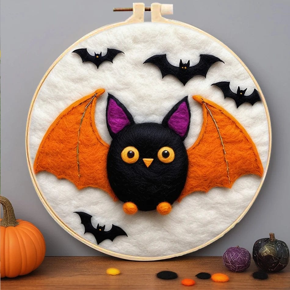 5DDpaints.com arts and crafts kit MZH-582-2020-XP / 20x20cm Halloween Magic Wool Needle Felting Kits – Spooky Scenes Collection