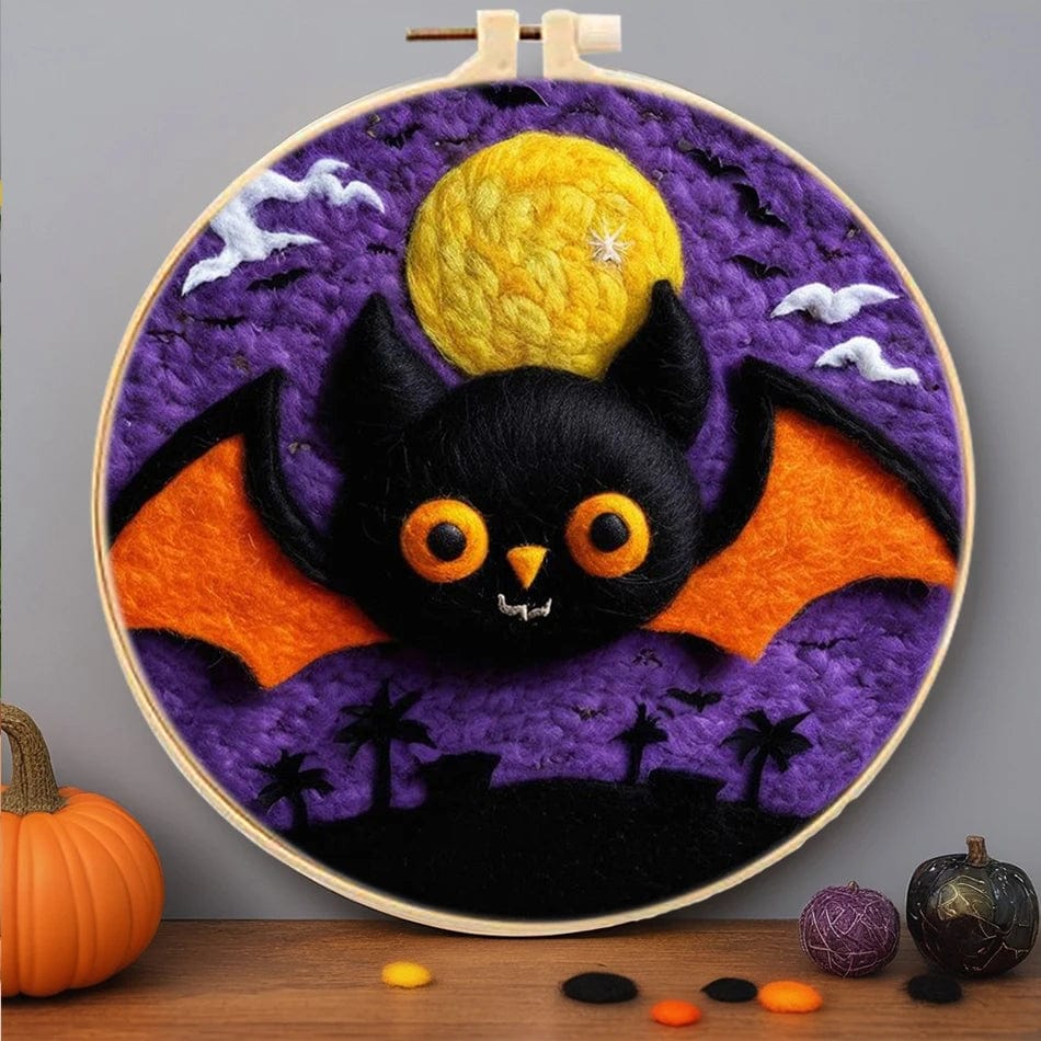 5DDpaints.com arts and crafts kit MZH-580-2020-XP / 20x20cm Halloween Magic Wool Needle Felting Kits – Spooky Scenes Collection