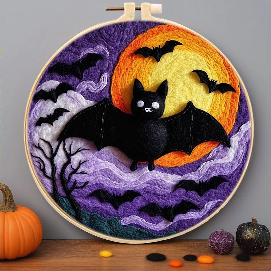 5DDpaints.com arts and crafts kit MZH-581-2020-XP / 20x20cm Halloween Magic Wool Needle Felting Kits – Spooky Scenes Collection