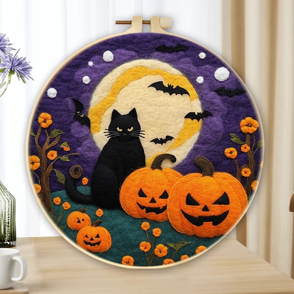 5DDpaints.com arts and crafts kit MZH-260-2020-XP / 20x20cm Halloween Magic Wool Needle Felting Kits – Spooky Scenes Collection