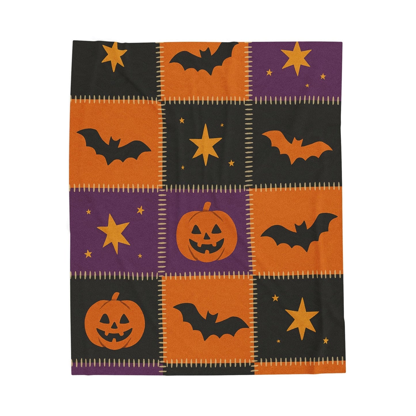 Printify All Over Prints 50" × 60" Halloween Patchwork Velveteen Plush Blanket – Cozy Spooky Nights