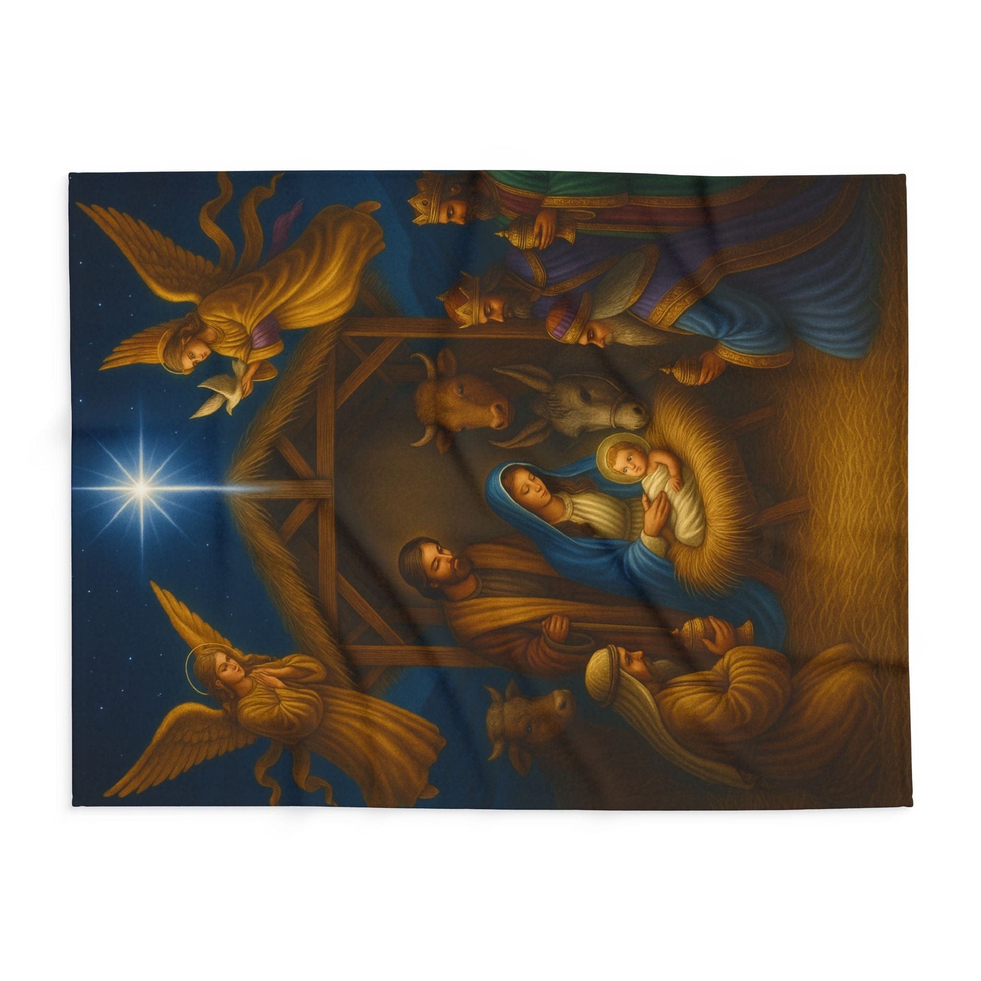 Printify Home Decor Heavenly Nativity Fleece Blanket - Cozy Christmas Decor
