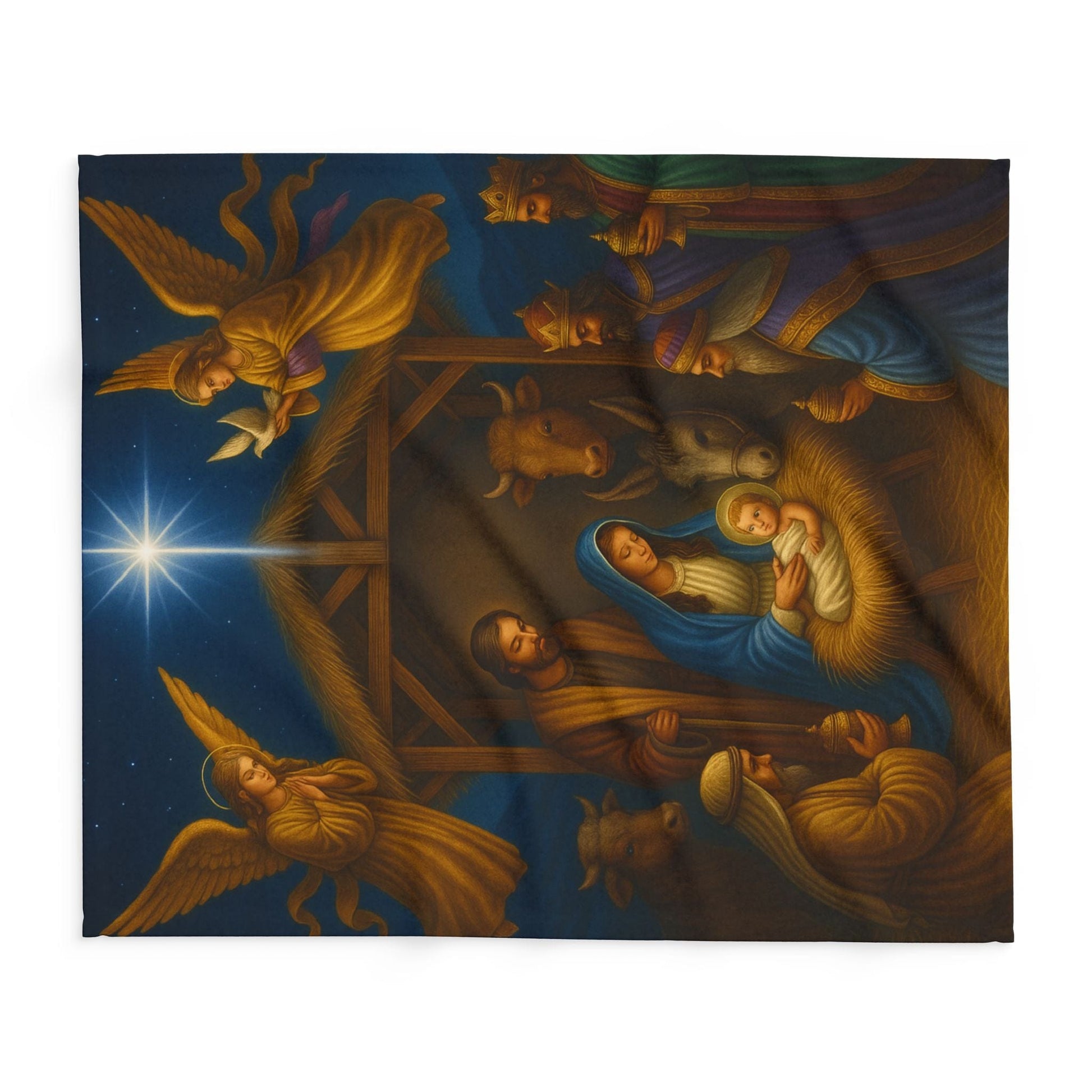 Printify Home Decor Heavenly Nativity Fleece Blanket - Cozy Christmas Decor
