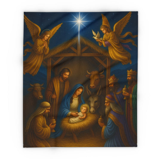 Printify Home Decor 50" × 60" Heavenly Nativity Fleece Blanket - Cozy Christmas Decor