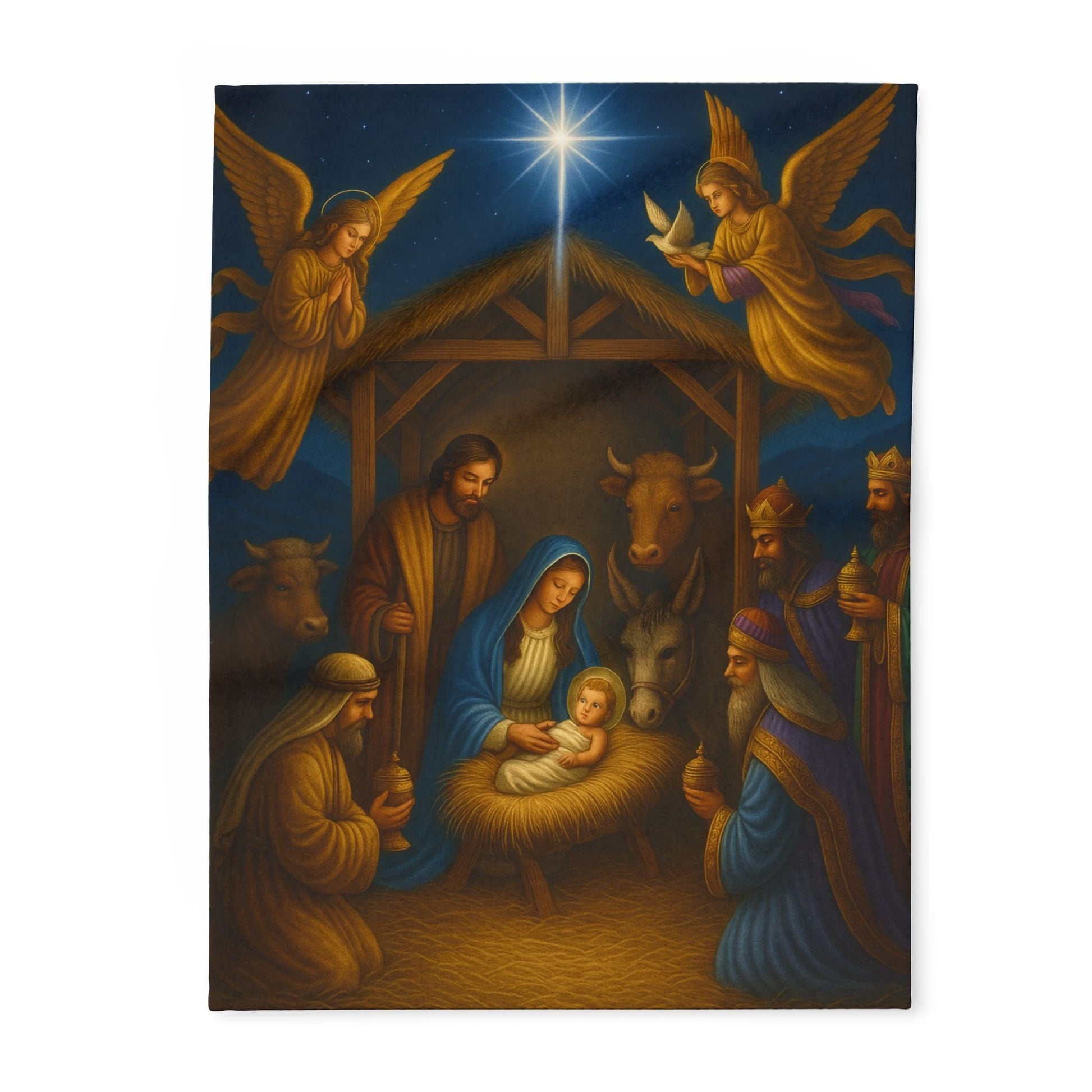 Printify Home Decor 30'' × 40'' Heavenly Nativity Fleece Blanket - Cozy Christmas Decor