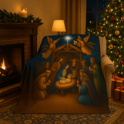 Printify Home Decor Heavenly Nativity Fleece Blanket - Cozy Christmas Decor
