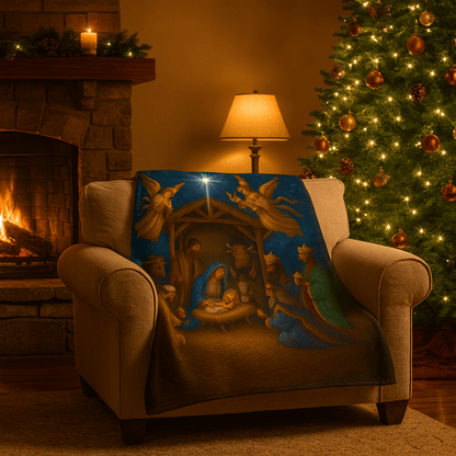 Printify Home Decor Heavenly Nativity Fleece Blanket - Cozy Christmas Decor