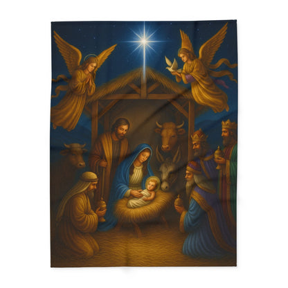 Printify Home Decor 60" × 80" Heavenly Nativity Fleece Blanket - Cozy Christmas Decor