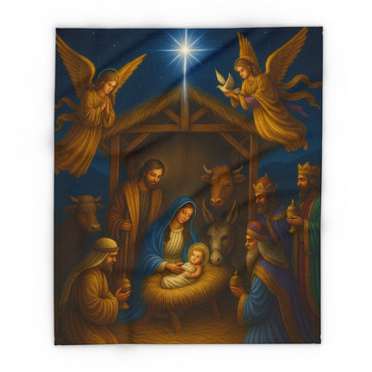 Printify Home Decor 50" × 60" Heavenly Nativity Fleece Blanket - Cozy Christmas Decor