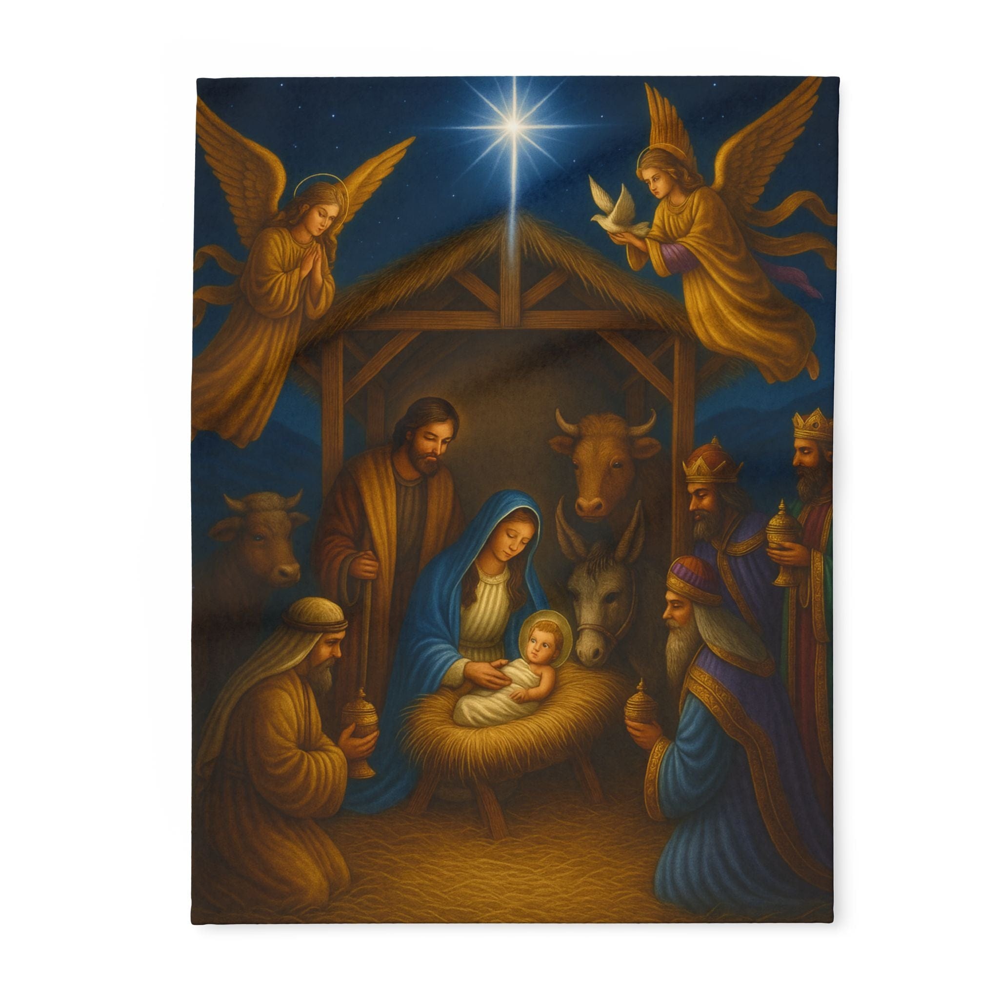 Heavenly Nativity Fleece Blanket - Cozy Christmas Decor – Amazello