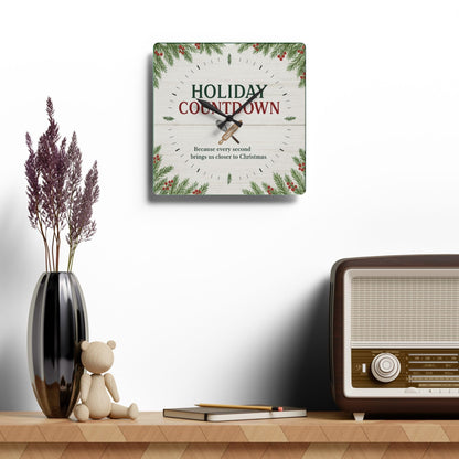 Printify Home Decor 10.75'' × 10.75'' (Square) Holiday Countdown Acrylic Wall Clock - Festive Home Decor for Christmas