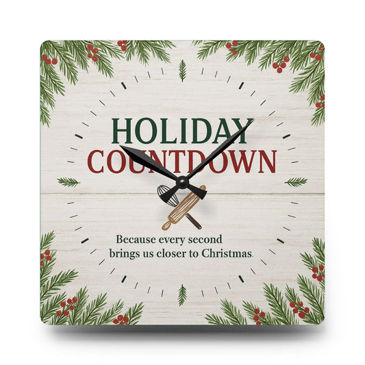 Printify Home Decor 10.75'' × 10.75'' (Square) Holiday Countdown Acrylic Wall Clock - Festive Home Decor for Christmas