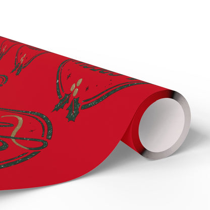 Printify Home Decor Holiday Wrapping Paper - “A Special Gift” Candy Cane Red Gift Wrap