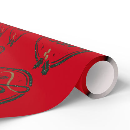 Printify Home Decor Holiday Wrapping Paper - “A Special Gift” Candy Cane Red Gift Wrap