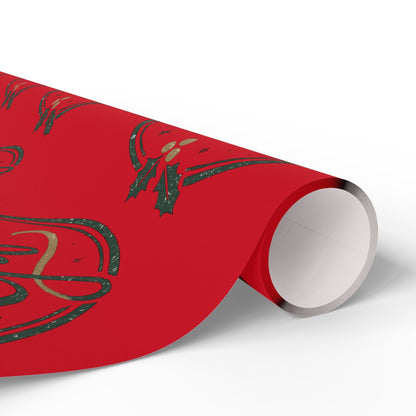 Printify Home Decor Holiday Wrapping Paper - “A Special Gift” Candy Cane Red Gift Wrap