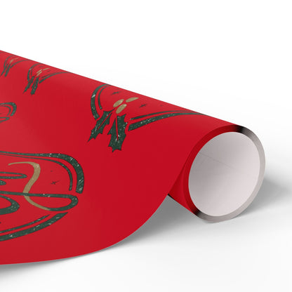Printify Home Decor Holiday Wrapping Paper - “A Special Gift” Candy Cane Red Gift Wrap