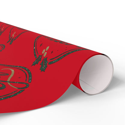 Printify Home Decor Holiday Wrapping Paper - “A Special Gift” Candy Cane Red Gift Wrap