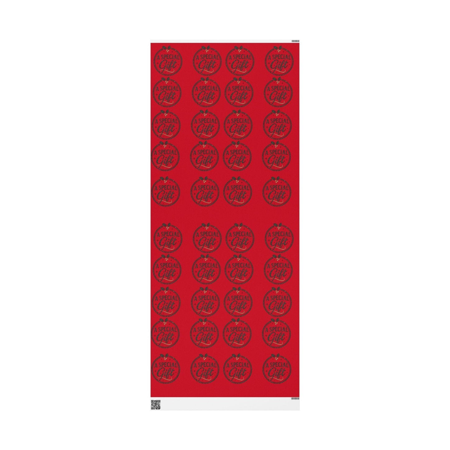 Printify Home Decor 30" x 72" / Matte Holiday Wrapping Paper - “A Special Gift” Candy Cane Red Gift Wrap
