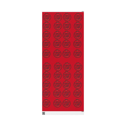 Printify Home Decor 30" x 72" / Matte Holiday Wrapping Paper - “A Special Gift” Candy Cane Red Gift Wrap