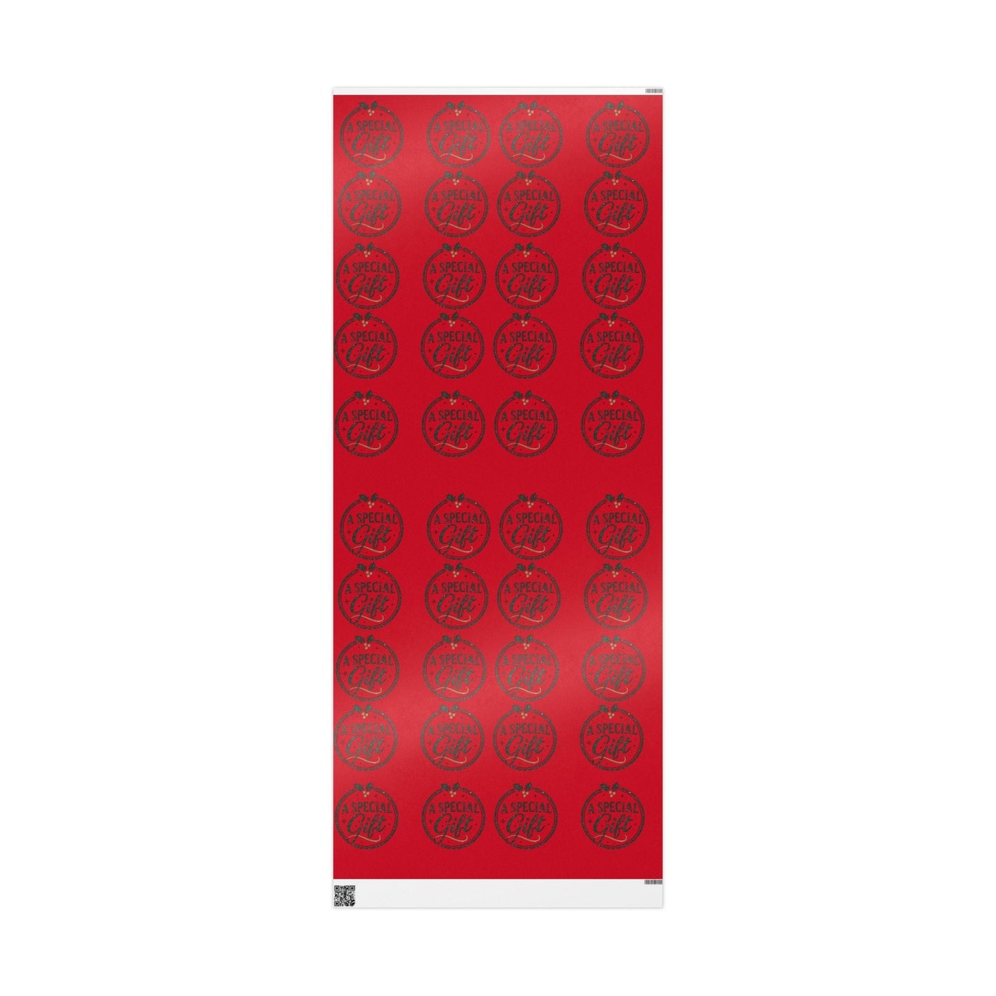 Printify Home Decor 30" x 72" / Glossy Holiday Wrapping Paper - “A Special Gift” Candy Cane Red Gift Wrap