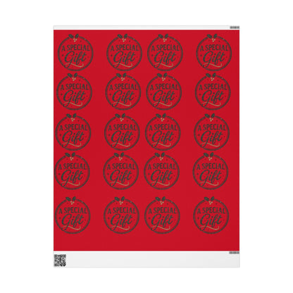 Printify Home Decor 30" x 36" / Matte Holiday Wrapping Paper - “A Special Gift” Candy Cane Red Gift Wrap