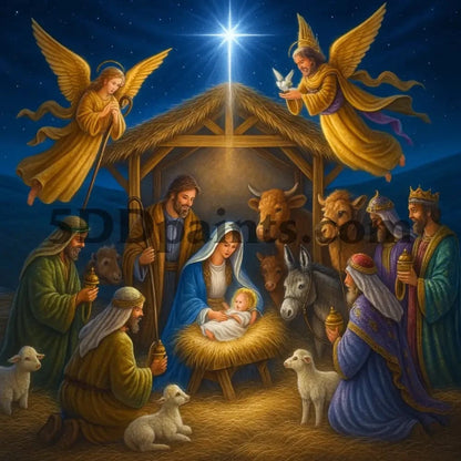 5DDPaints.com arts and crafts kit Holy Night Nativity Diamond Painting Kit