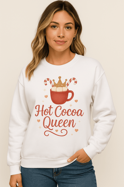 Printify Sweatshirt White / S Hot Cocoa Queen Sweatshirt