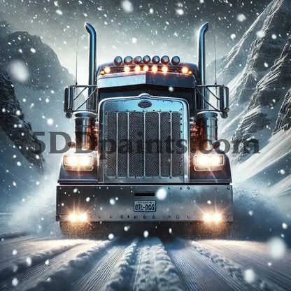 5DDPaints.com arts and crafts kit Ice Road Hauler – Winter Truck Diamond Painting Kit