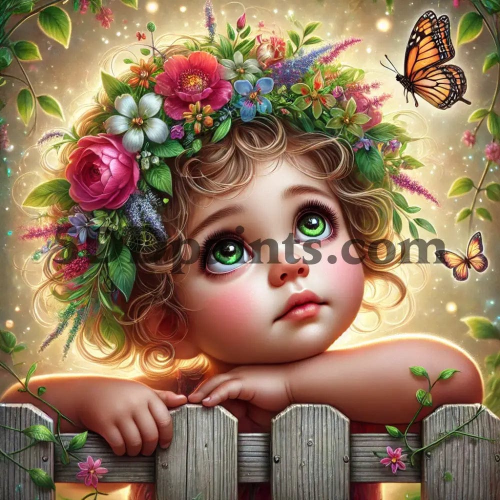 5DDPaints.com arts and crafts kit Innocence in Bloom Diamond Painting Kit