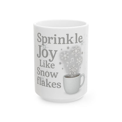 Printify Mug 15oz Joyful Snowflake Ceramic Mug - Sprinkle Joy, Winter Coffee Mug