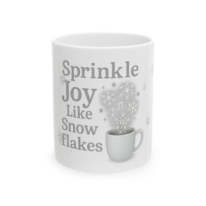 Printify Mug 11oz Joyful Snowflake Ceramic Mug - Sprinkle Joy, Winter Coffee Mug