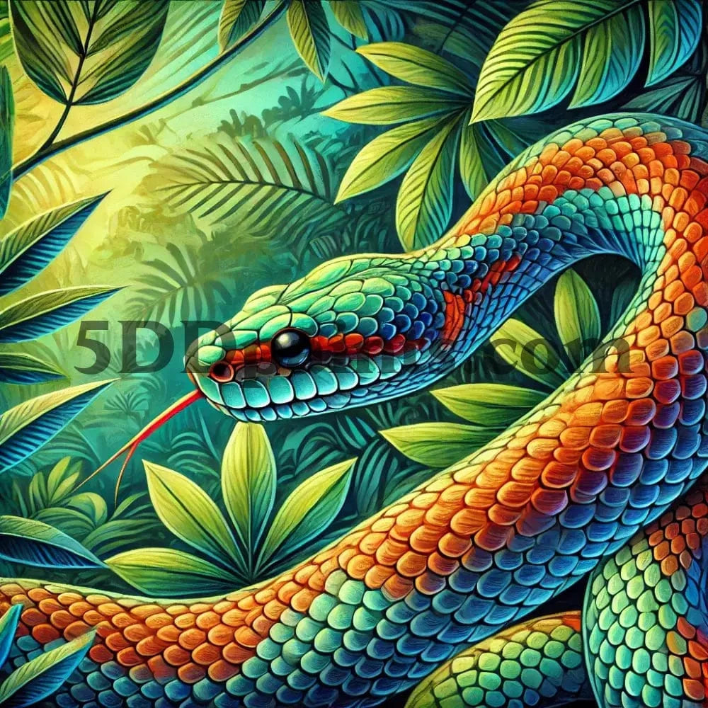 5DDPaints.com arts and crafts kit Jungle Majesty Snake Diamond Painting Kit