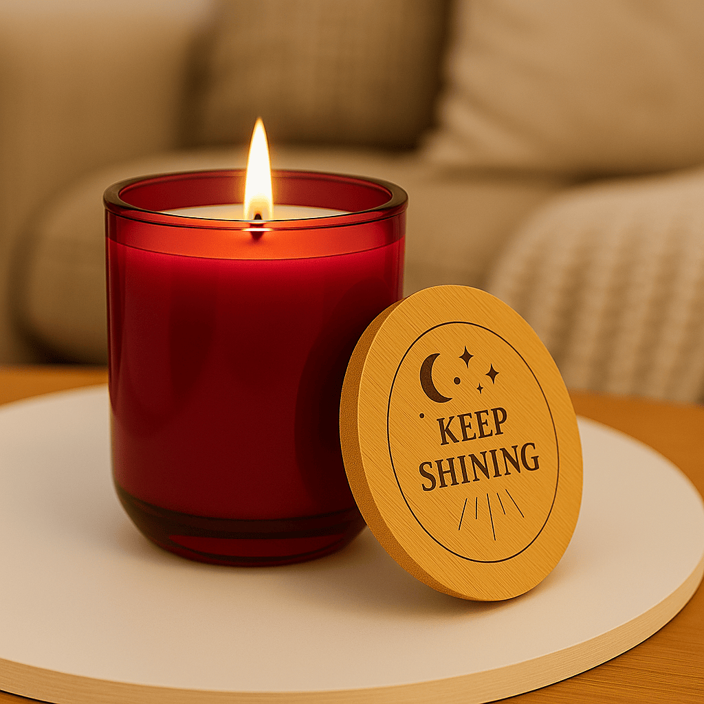 Printify Home Decor Cranberry Glow / Sea Salt + Orchid / 14oz Keep Shining 14oz Engraved Soy Candle — Scented Inspirational Gift