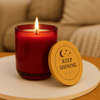 Printify Home Decor Cranberry Glow / Sea Salt + Orchid / 14oz Keep Shining 14oz Engraved Soy Candle — Scented Inspirational Gift