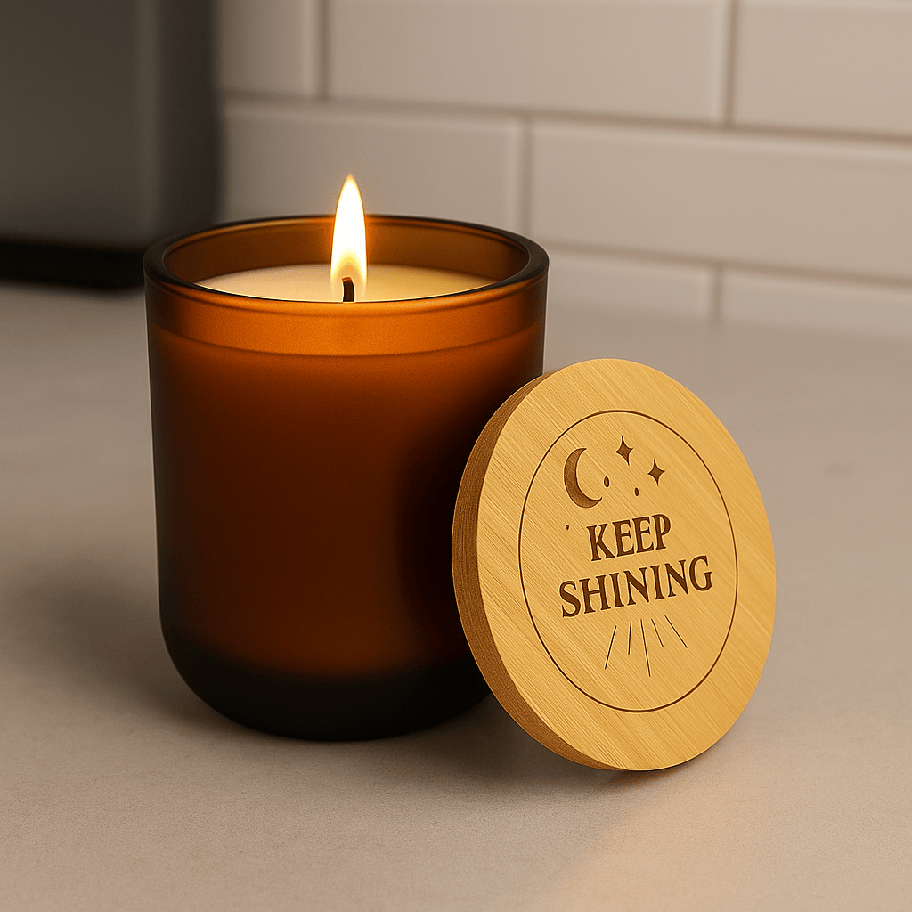 Printify Home Decor Keep Shining 14oz Engraved Soy Candle — Scented Inspirational Gift