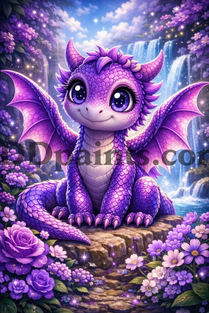 5DDPaints.com home decor Lavender Falls Dragon – Diamond Painting Kit