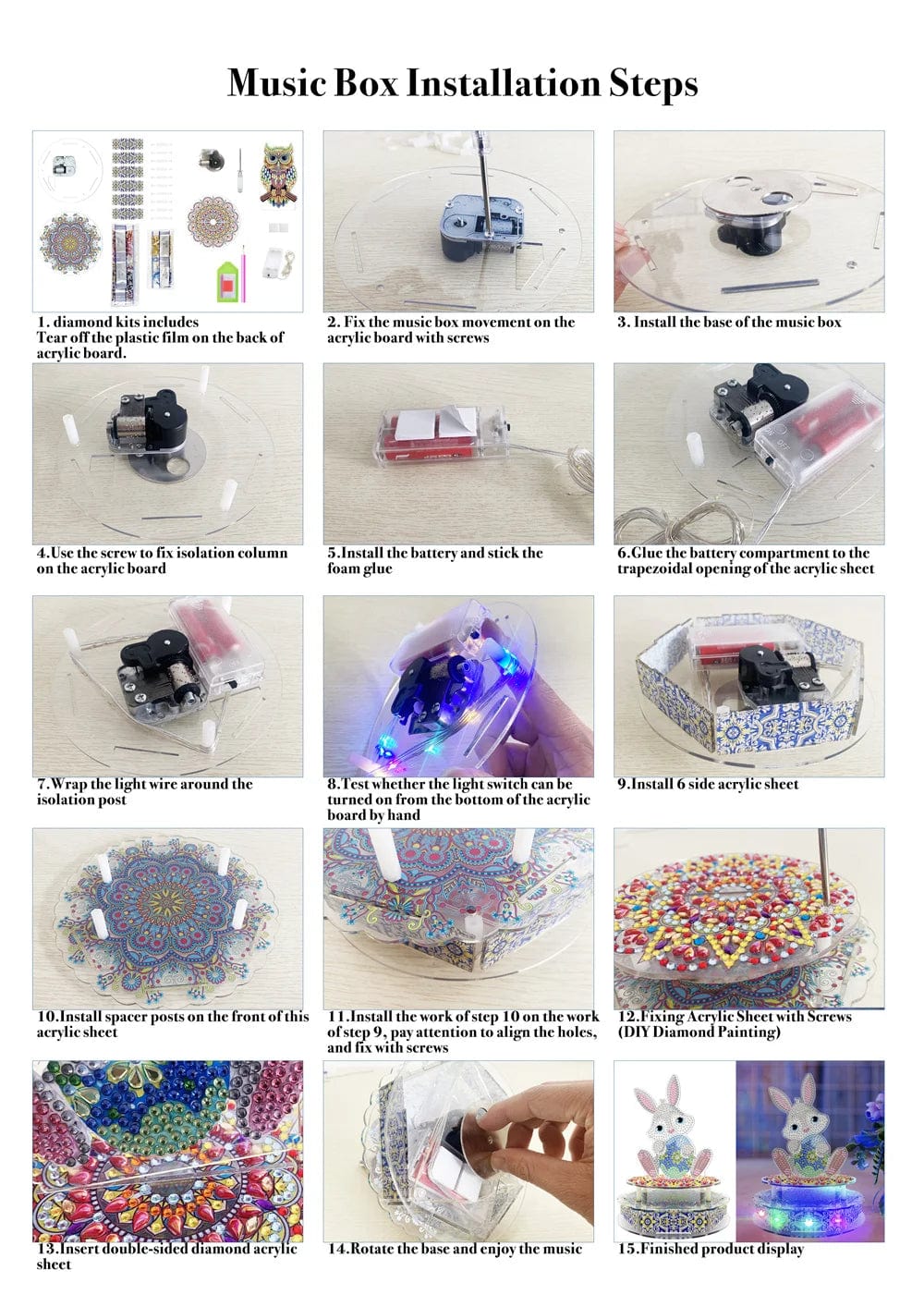 5DDpaints.com arts and crafts kit LED Music Box Diamond Painting Kit