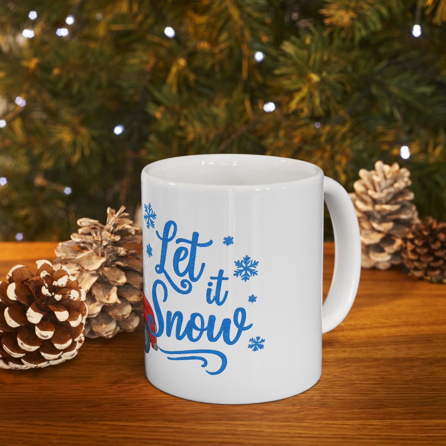 Printify Mug Let It Snow Festive Ceramic Mug – Holiday Coffee, Cocoa & Tea Cup (11oz / 15oz)