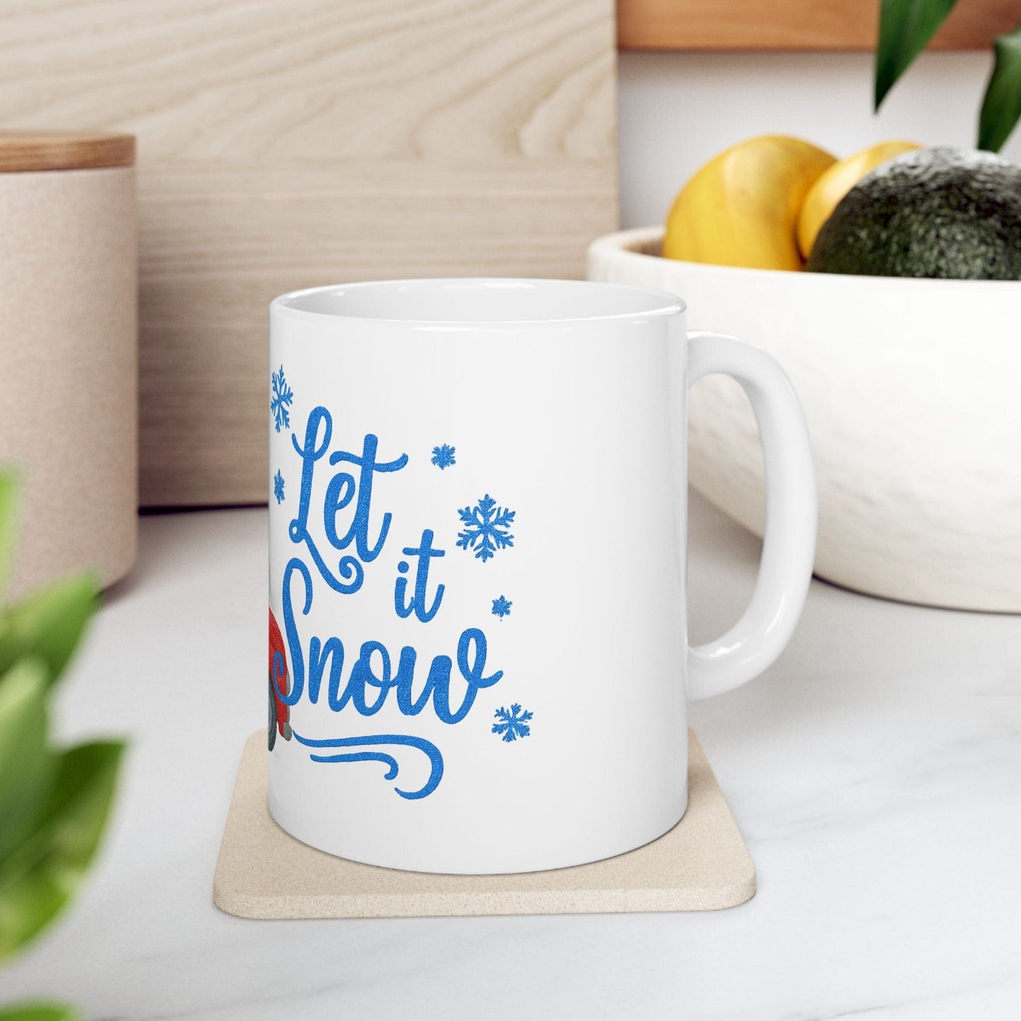 Printify Mug Let It Snow Festive Ceramic Mug – Holiday Coffee, Cocoa & Tea Cup (11oz / 15oz)
