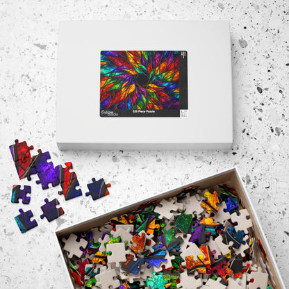 Printify Puzzle Luminous Stained Glass Floral Jigsaw Puzzle | 520 or 1014 Pieces