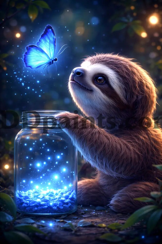 5DDPaints.com home decor Magical Sloth & Butterfly Dreams – Diamond Painting Kit