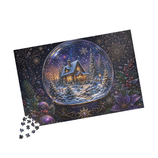 Printify Puzzle Magical Winter Snow Globe Jigsaw Puzzle | 520 or 1014 Pieces